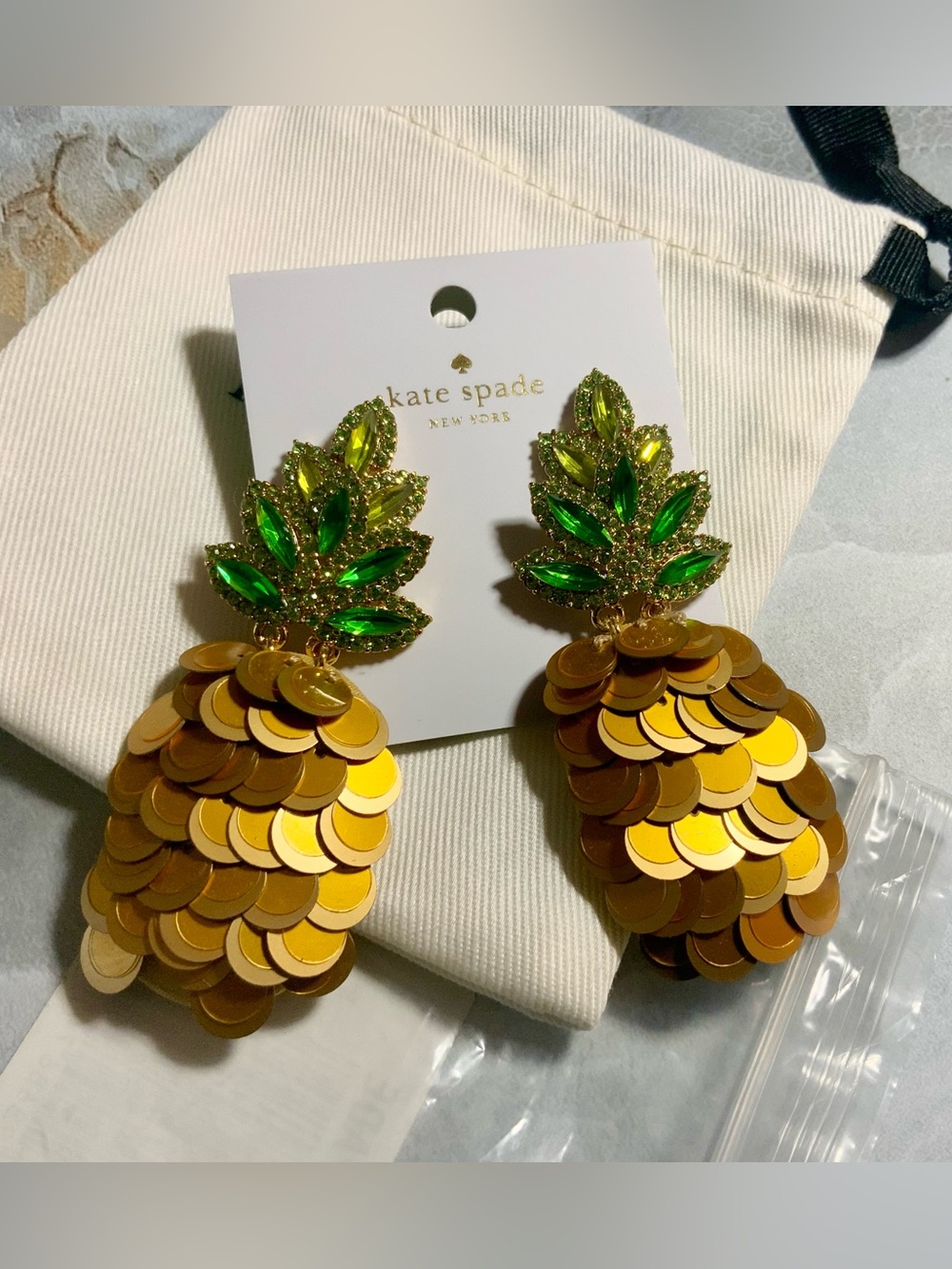 NWT KATE SPADE BY THE POOL PINEAPPLE STATEMENT EARRINGS - Picture 1 of 7